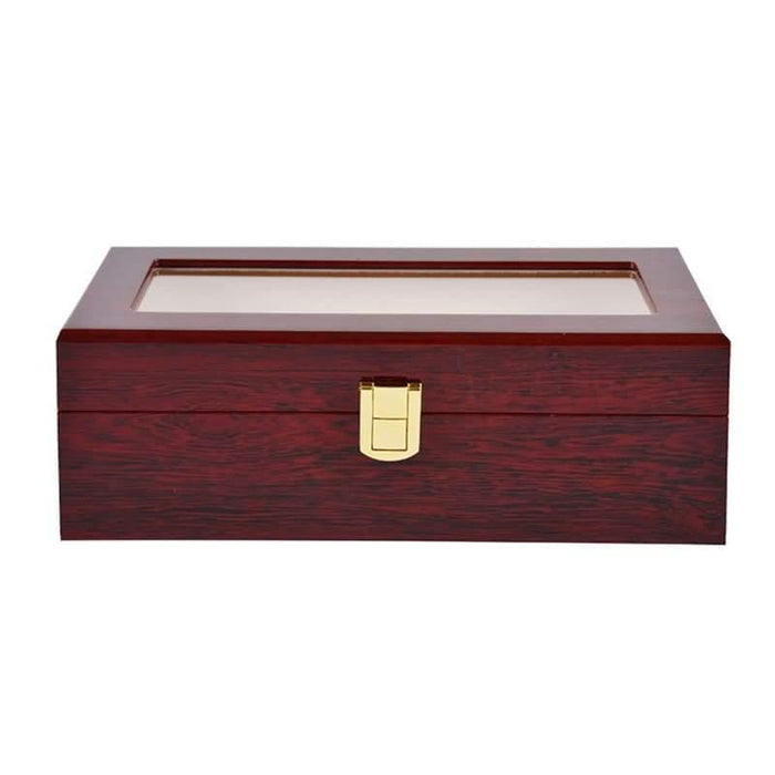 Elegant Red Wooden Watch Box with 5 Slots