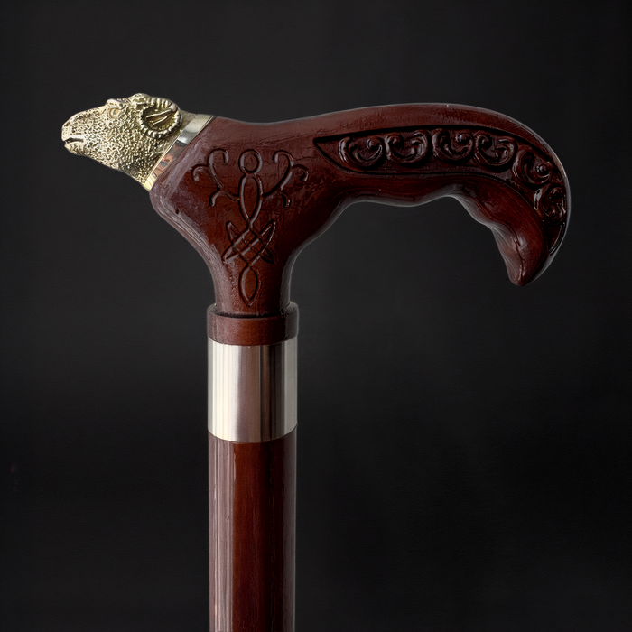 Luxury Wooden Walking Stick for Men with Brass Ram Head