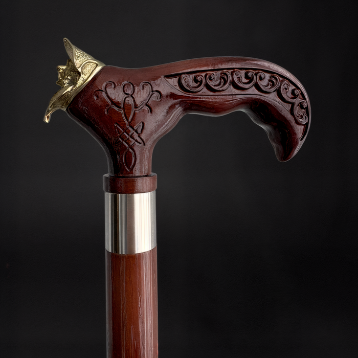 Men’s Pirate Walking Cane Handcrafted Wooden Cane Nautical Style