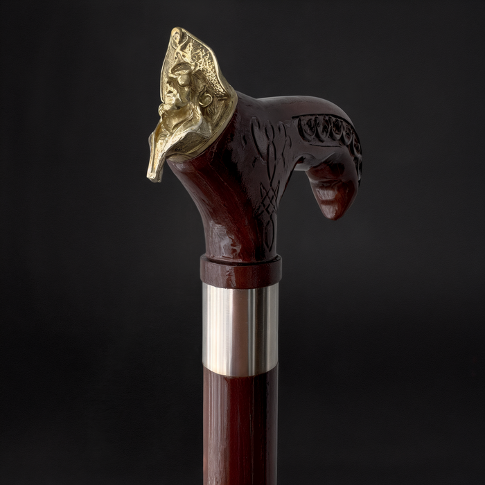 Men’s Pirate Walking Cane Handcrafted Wooden Cane Nautical Style