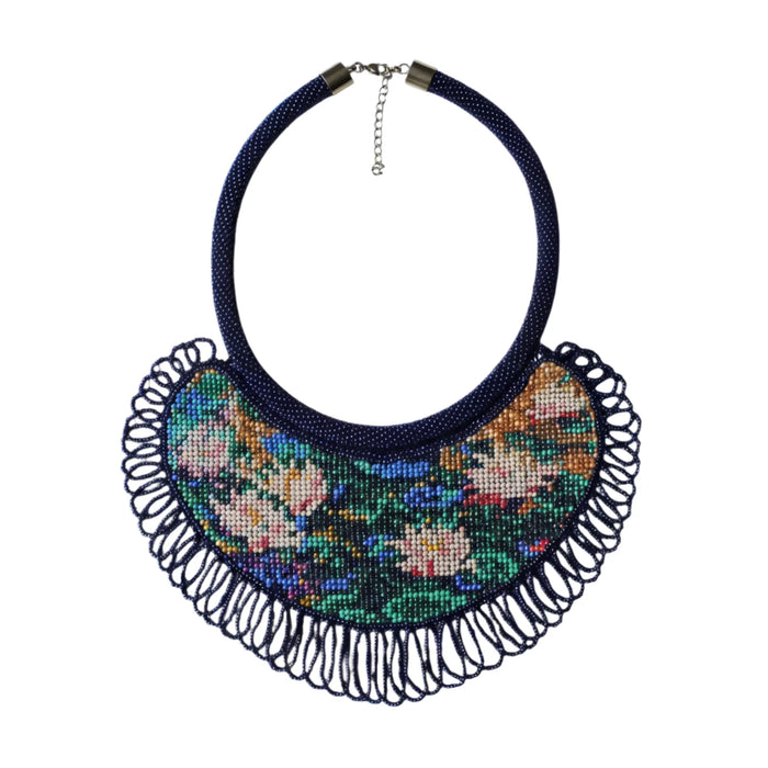 Monet Water Lilies Beaded Necklace – Artistic Boho Jewelry