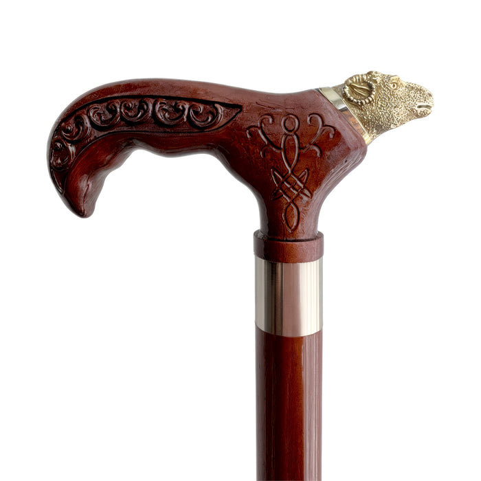 Luxury Wooden Walking Stick for Men with Brass Ram Head