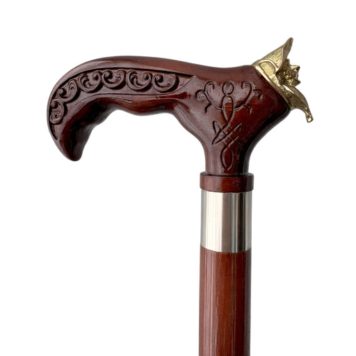 Men’s Pirate Walking Cane Handcrafted Wooden Cane Nautical Style