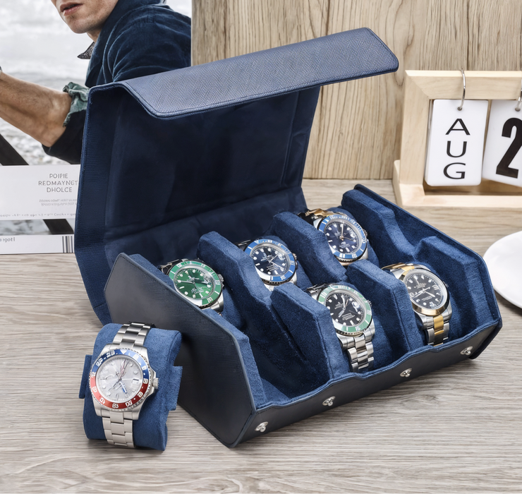 Men’s & Women’s Watch Case – Leather Travel Roll, 6 Slots