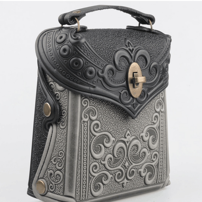 Exclusive Boho Women's Gray Leather Backpack: Stylish Boho Backpack