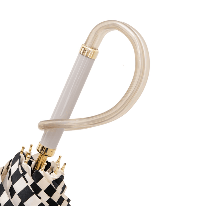 Exclusive Handle Elegant Umbrella, Ivory with Black Stripes