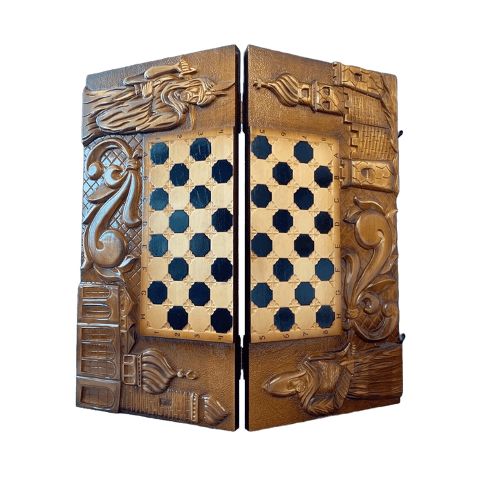 Exclusive Handmade Wooden Chess Set, 75x35x7 cm