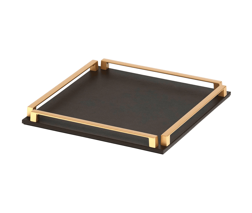 Exquisite Handcrafted Paul Tray with Calf Leather and Stylish Metal Handles