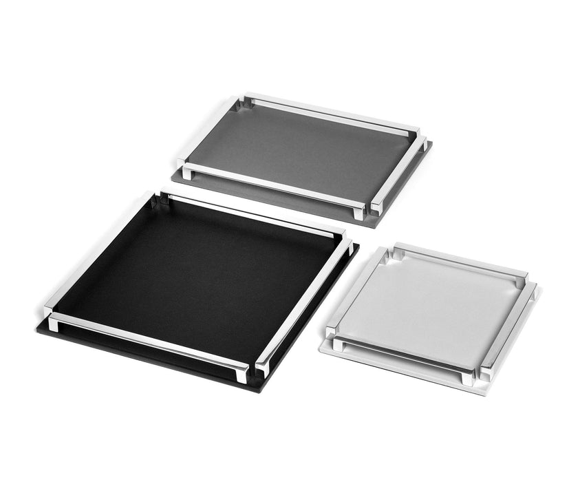 Exquisite Handcrafted Paul Tray with Calf Leather and Stylish Metal Handles