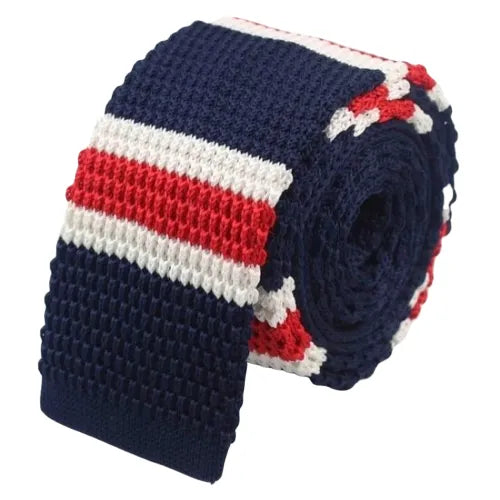 Blue Halo Stripe Knit Tie for Men - Classy Square Design