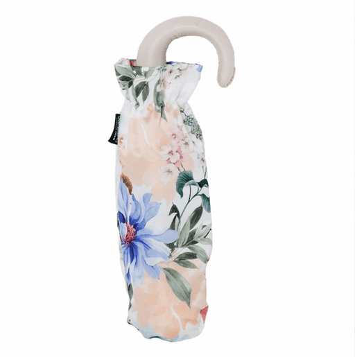 White Floral Leather Unique Folding Umbrella Women