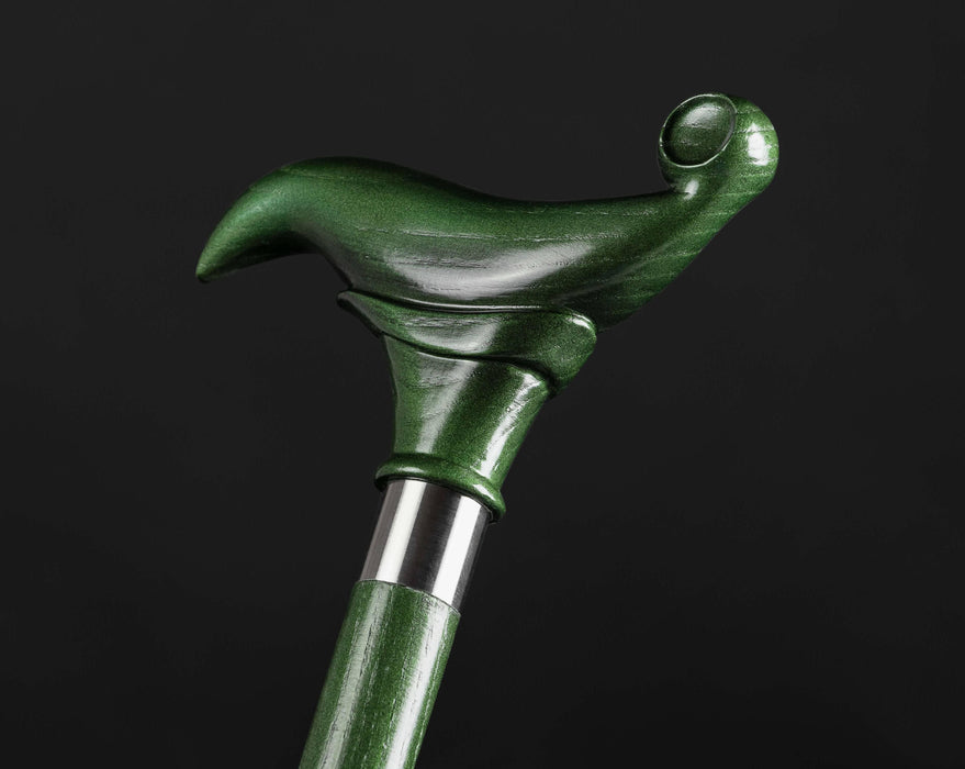 Unisex Green Derby Handle Walking Stick Topaz Unique Design