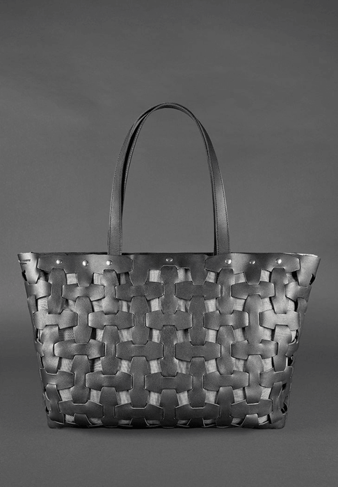 Fashionable Women's Leather Braided Puzzle Bag
