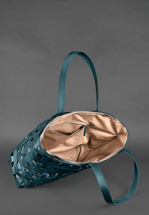 Fashionable Women's Leather Braided Puzzle Bag