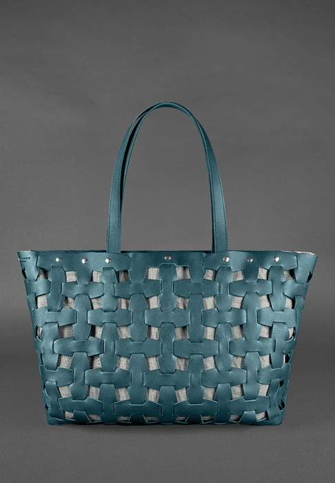 Fashionable Women's Leather Braided Puzzle Bag
