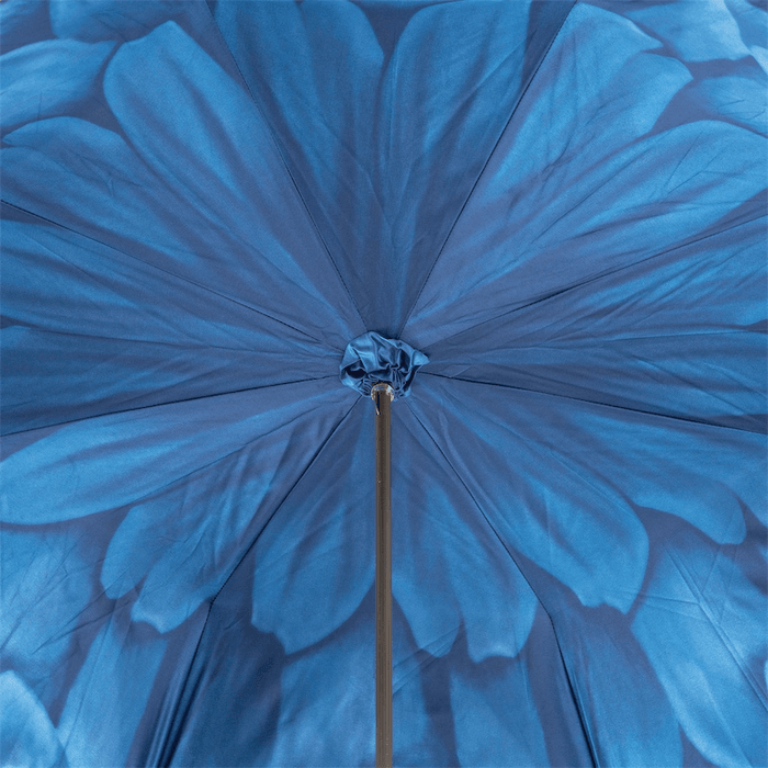 Luxury Blue Dahlia Umbrella for Women, Refined Handle Design