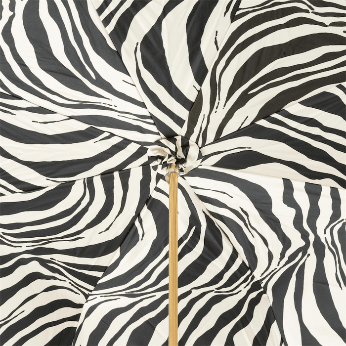 Unique Enameled Zebra Handle Double Black Cloth Umbrella