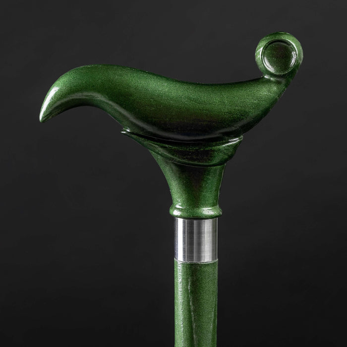 Unisex Green Derby Handle Walking Stick Topaz Unique Design