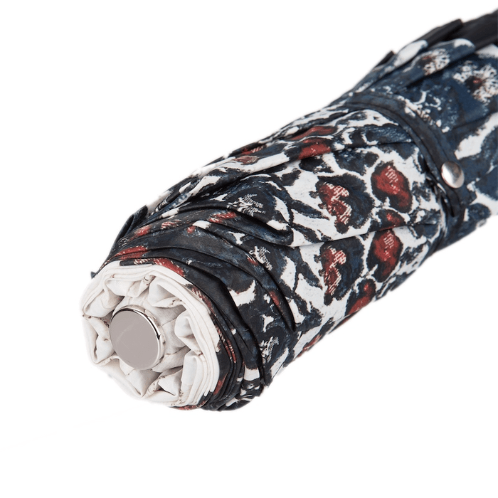 Silver Rose Floral High-Quality Folding Umbrella