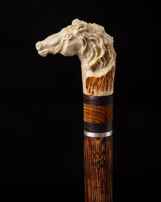 Irish Horse Walking Cane Handle Deer Bone - Limited