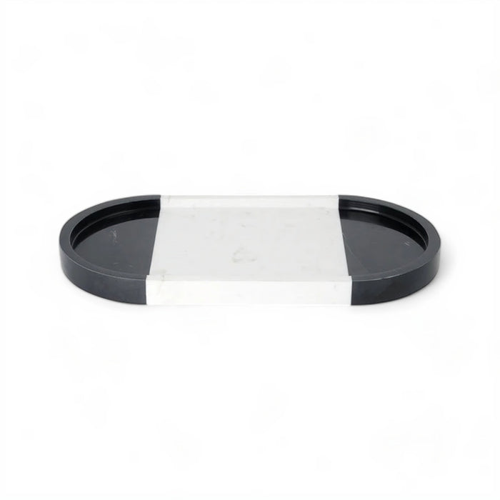 Premium Marble Bathroom Accessories Set – Black & White Split Design