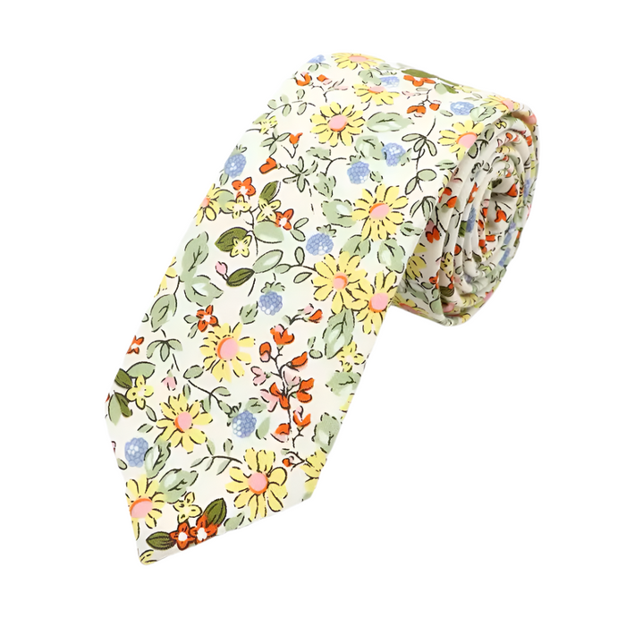 Men's Slim Wedding Tie – Floral Paisley Print Cotton Cravat