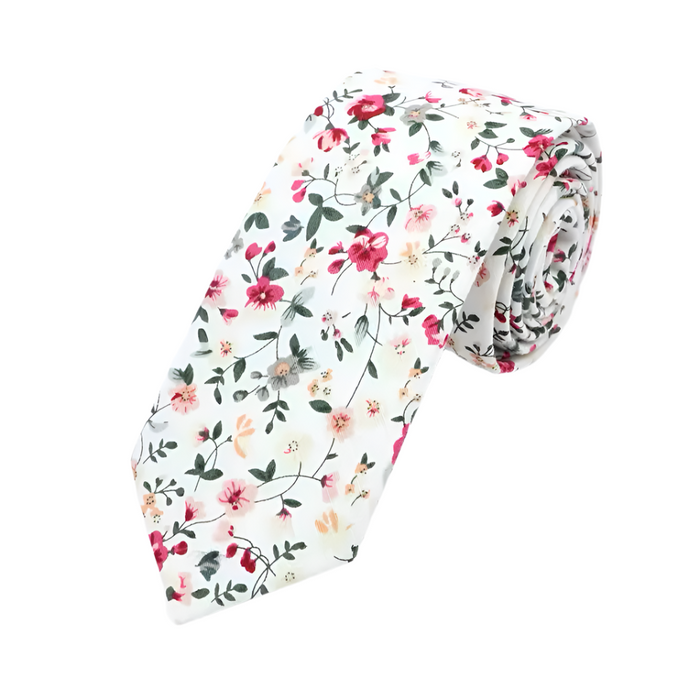 Men's Slim Wedding Tie – Floral Paisley Print Cotton Cravat