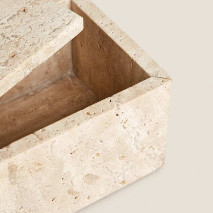 Elegant Travertine Stone Storage Box – Unique Natural Organizer