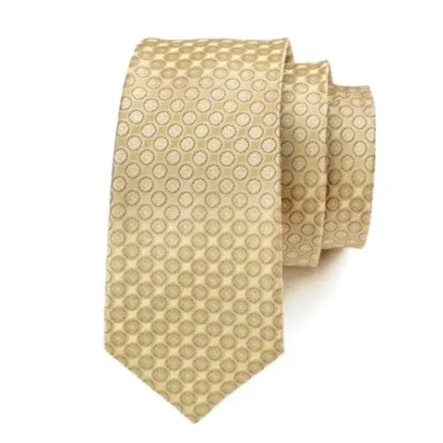 Mens Gold Silk Tie with Elegant Circle Dot Pattern