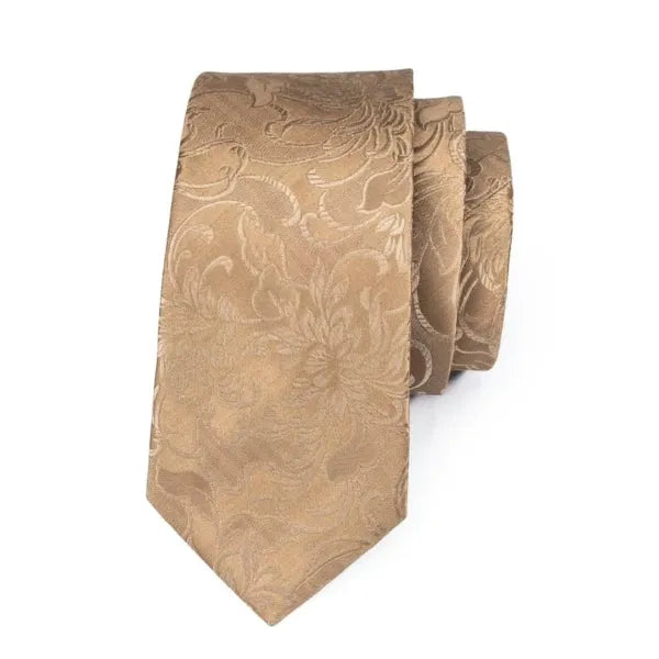 24k Gold Floral Silk Tie for Classy Men - Elegant Accessory for Formal Occasions