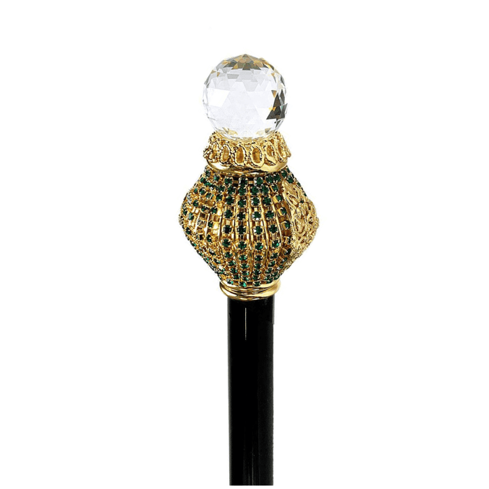 Gorgeous Emerald Walking Stick with Big Swarovski Stone