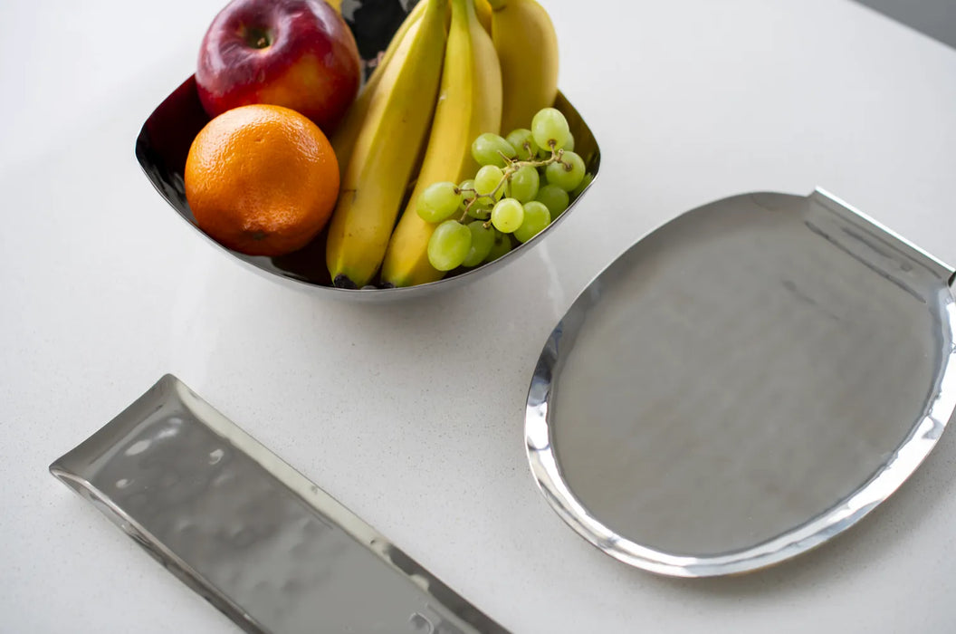 Trio Triangle Snack Bowl – Hammered Stainless Steel