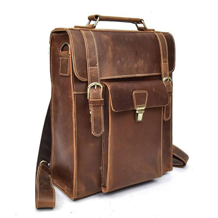 Vintage Genuine Leather Backpack, Casual Daypack