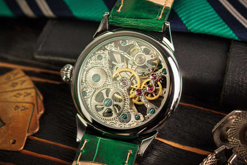 Poker Table Skeleton Mechanical Watch – Handmade Timepiece