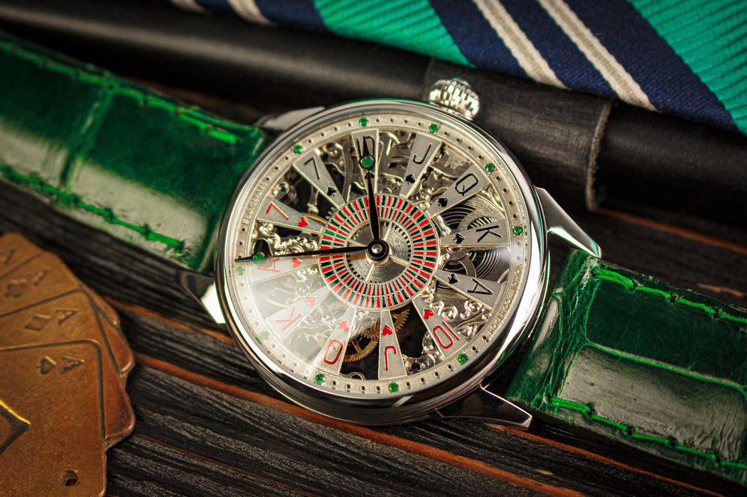 Poker Table Skeleton Mechanical Watch – Handmade Timepiece