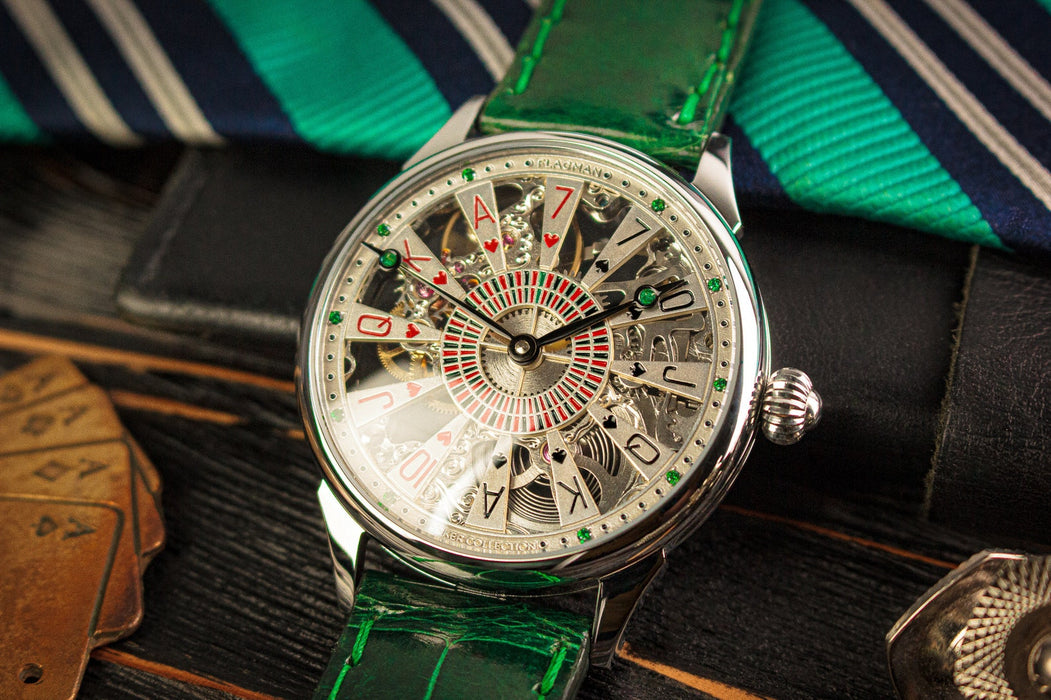 Poker Table Skeleton Mechanical Watch – Handmade Timepiece