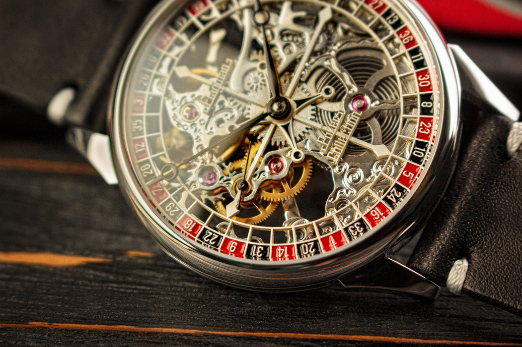 Roulette Skeleton Mechanical Watch – Handmade Steampunk Casino