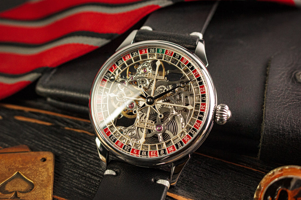 Roulette Skeleton Mechanical Watch – Handmade Steampunk Casino