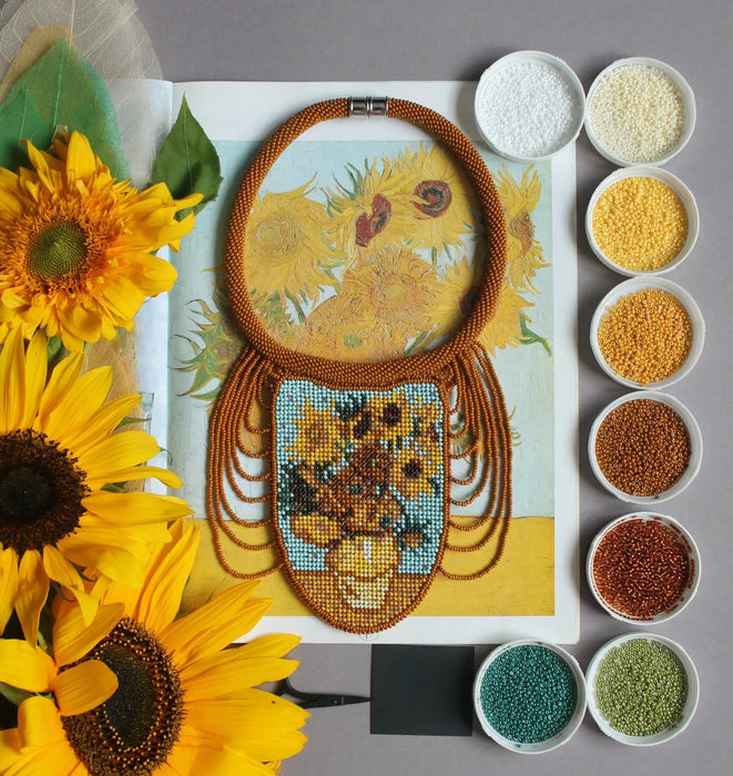Van Gogh Inspired Necklace – Boho Beaded Art Jewelry