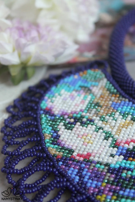 Monet Water Lilies Beaded Necklace – Artistic Boho Jewelry