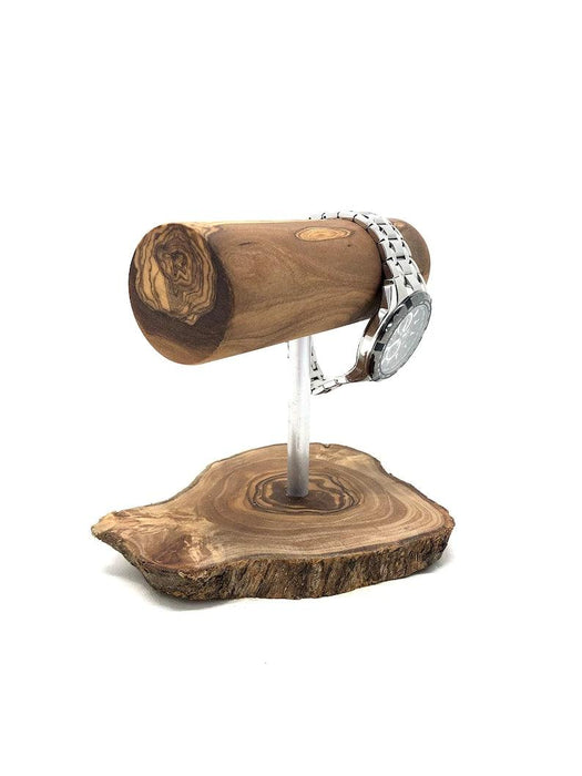 Olive Wood Watch Holder, Natural Rustic Watch Stand