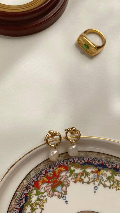 Designer Golden Ring with Green Crystal
