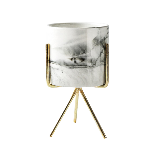 Marbela Nordic Style Marble Pattern Gold Ceramic Iron Vase