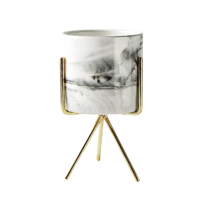 Marbela Nordic Style Marble Pattern Gold Ceramic Iron Vase
