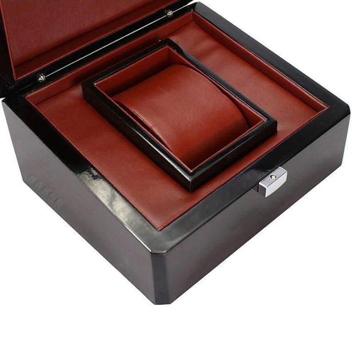 Single-Slot Lacquered Wood Watch Case with Velvet Interior