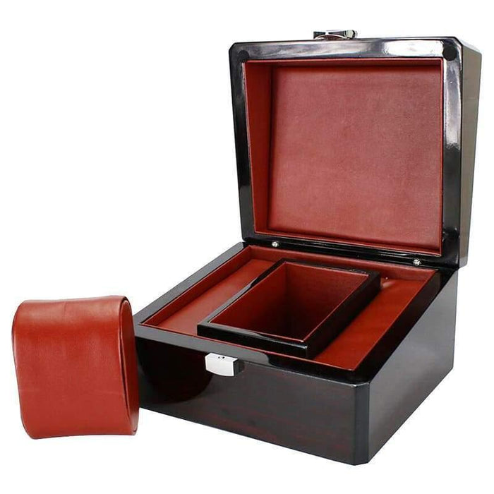 Single-Slot Lacquered Wood Watch Case with Velvet Interior