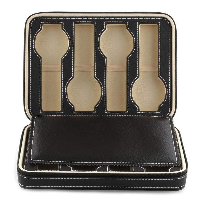 Timepiece Storage Premium Leather Watch Case with 8 Slots