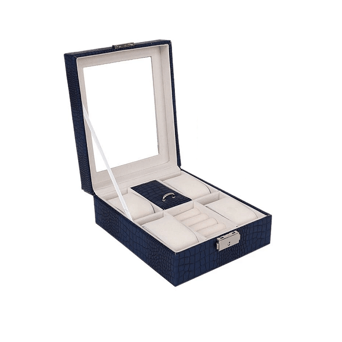 Timepiece Storage Leather Watch Case 4 Slots