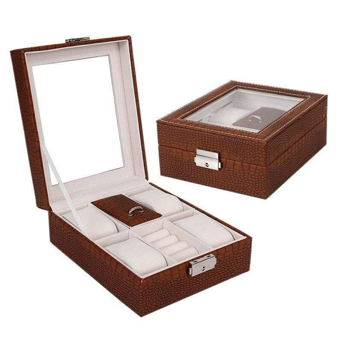 Timepiece Storage Leather Watch Case 4 Slots