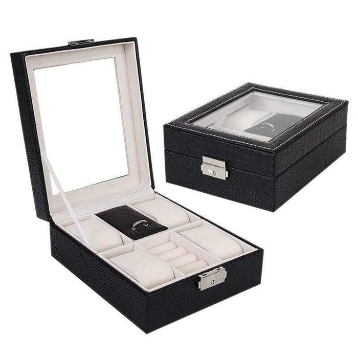 Timepiece Storage Leather Watch Case 4 Slots